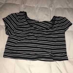 Black and white stripe crop top